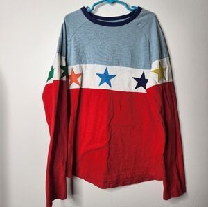 Boden Patchwork‎ Star Long Sleeve Cotton T Shirt Boys Size 11 12